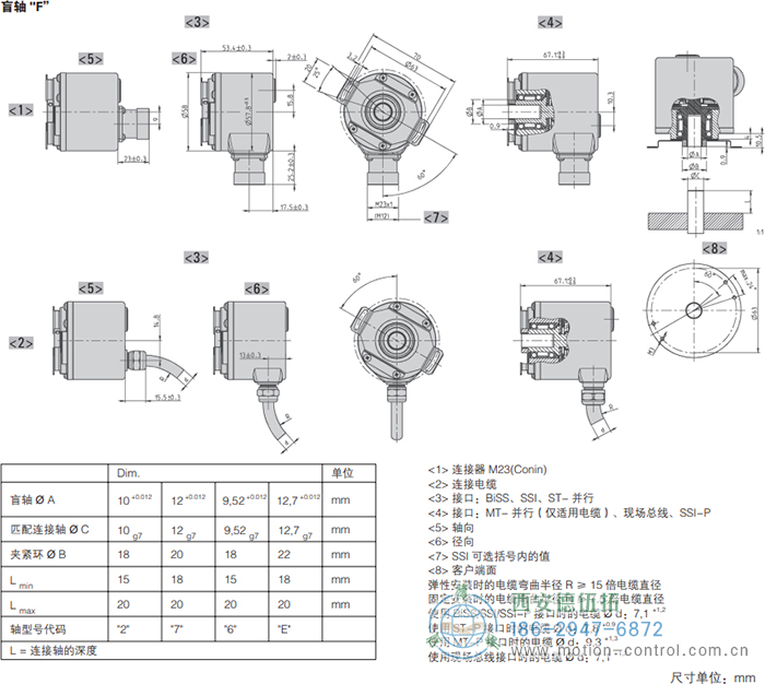 AC58-Interbus光電絕對值通用編碼器外形及安裝尺寸(盲軸F) - 西安德伍拓自動(dòng)化傳動(dòng)系統(tǒng)有限公司