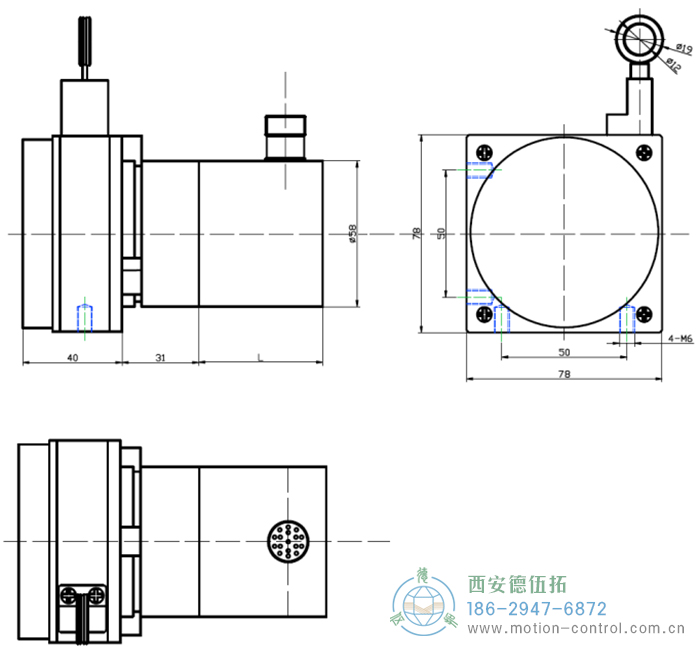 PCS78D/PCS78P拉線編碼器的外形及安裝尺寸 - 西安德伍拓自動(dòng)化傳動(dòng)系統(tǒng)有限公司