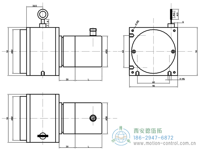 PCS90D/PCS90P拉線編碼器的外形及安裝尺寸 - 西安德伍拓自動(dòng)化傳動(dòng)系統(tǒng)有限公司