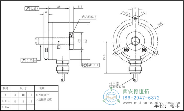 RI50光電增量輕載編碼器外形及安裝尺寸 - 西安德伍拓自動(dòng)化傳動(dòng)系統(tǒng)有限公司